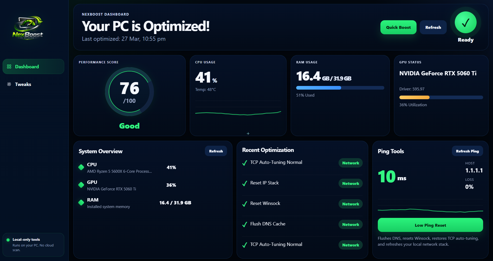 NexBoost dashboard preview